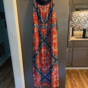 Multicolored dress summer dress. Slip over and two little buttons on back.